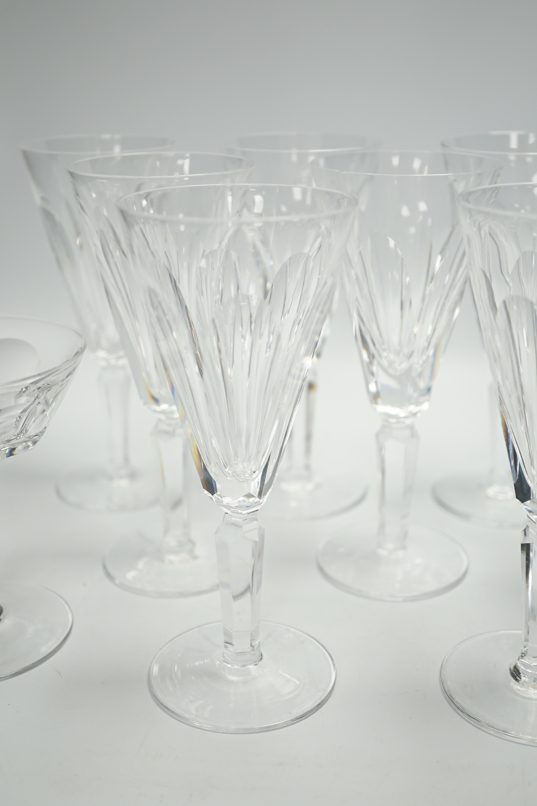 Eight Waterford Sheila pattern wine glasses and a champagne glass, 18cm (9)